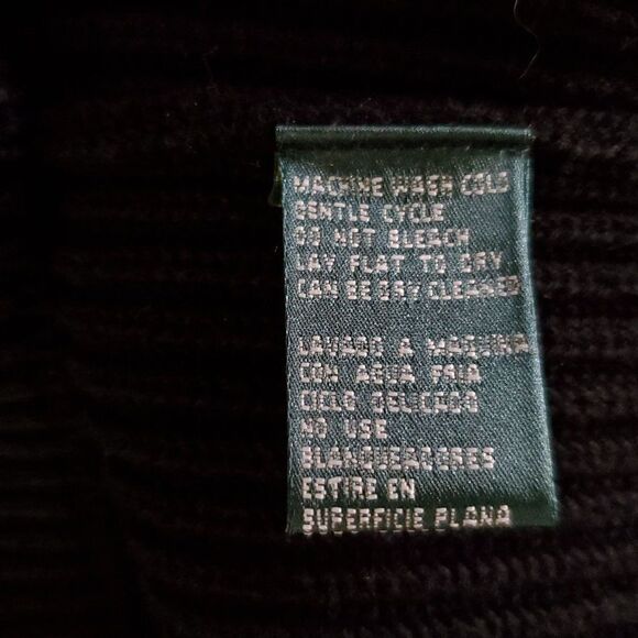 Ralph Lauren Ribbed Cotton Cardigan Sweater M Military Epaulets Collared Black - Picture 6 of 6